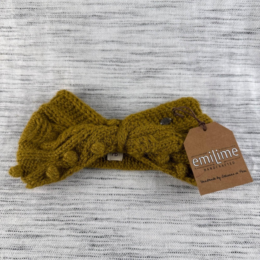 NEW EmiLime Girl's Alpaca Winter Headband Olive Green‎ Twist Warm Soft